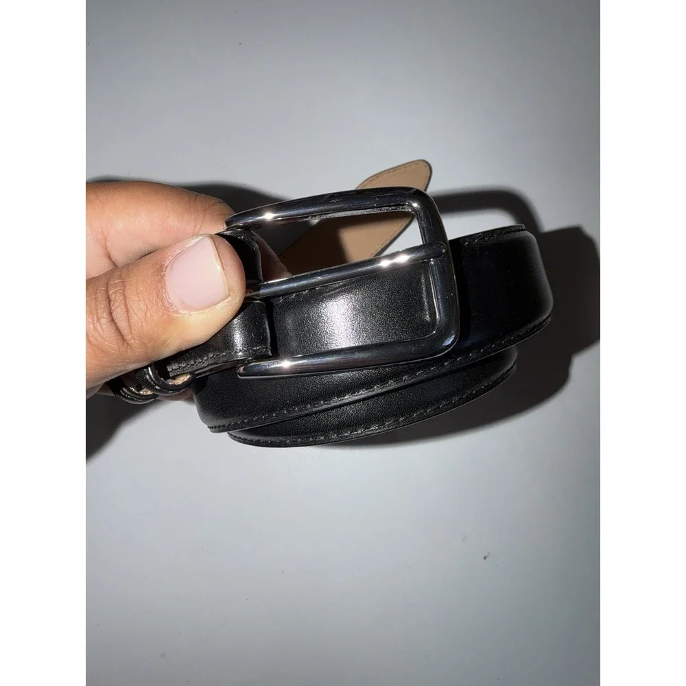 Belts .com Mens Size 42 Black Made In USA Silver Buckle‎ NWOT